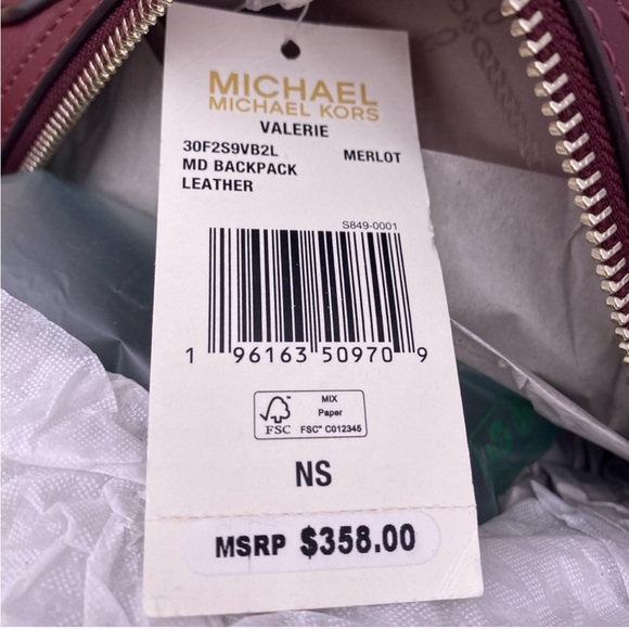 Michael Kors Valerie Medium Pebbled Leather Backpack and Wallet Set Merlot - Picture 14 of 15